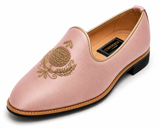 Blush Pink Silk Loafers