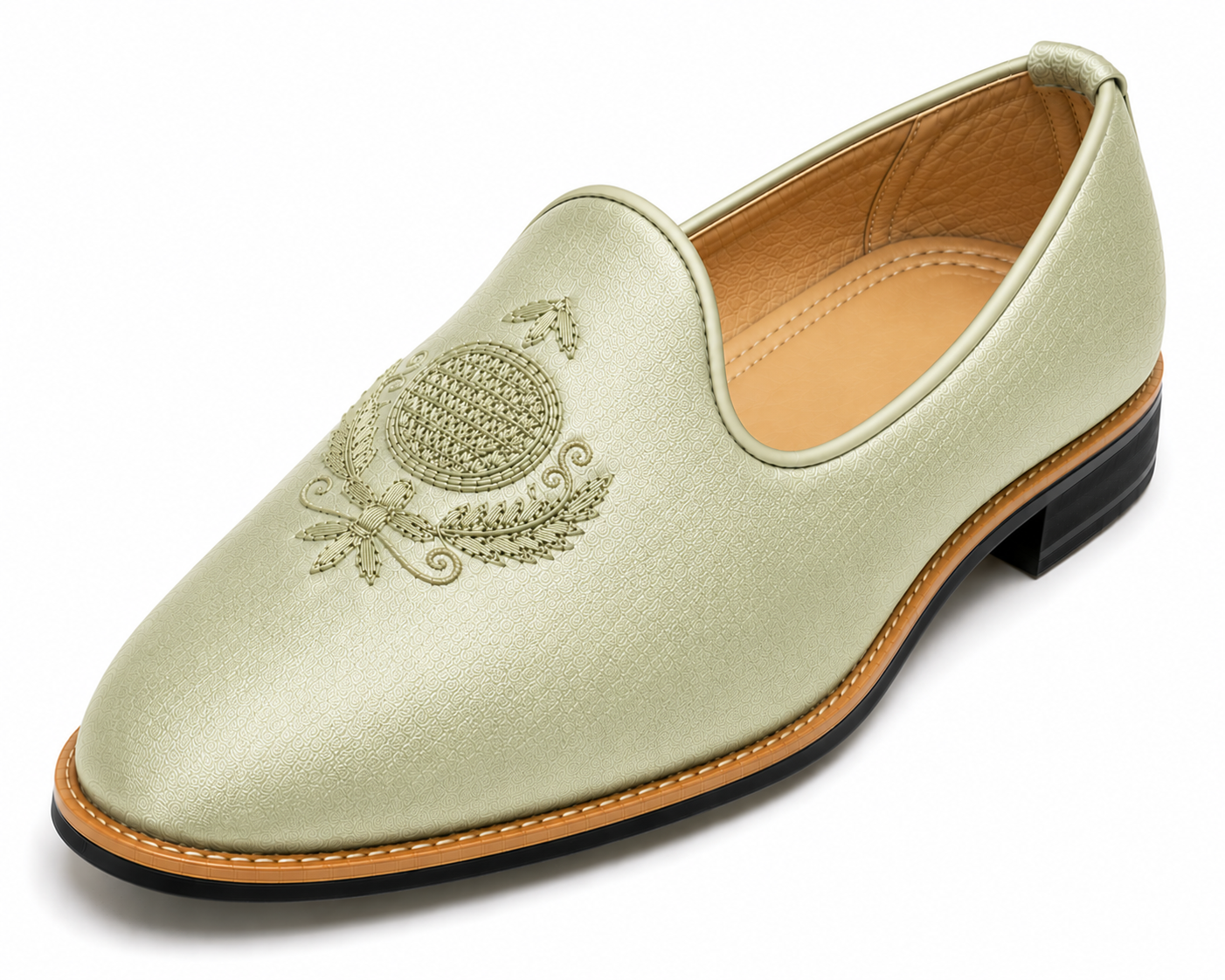 Sage Green Silk Loafers