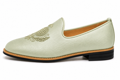 Sage Green Silk Loafers