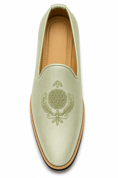 Sage Green Silk Loafers