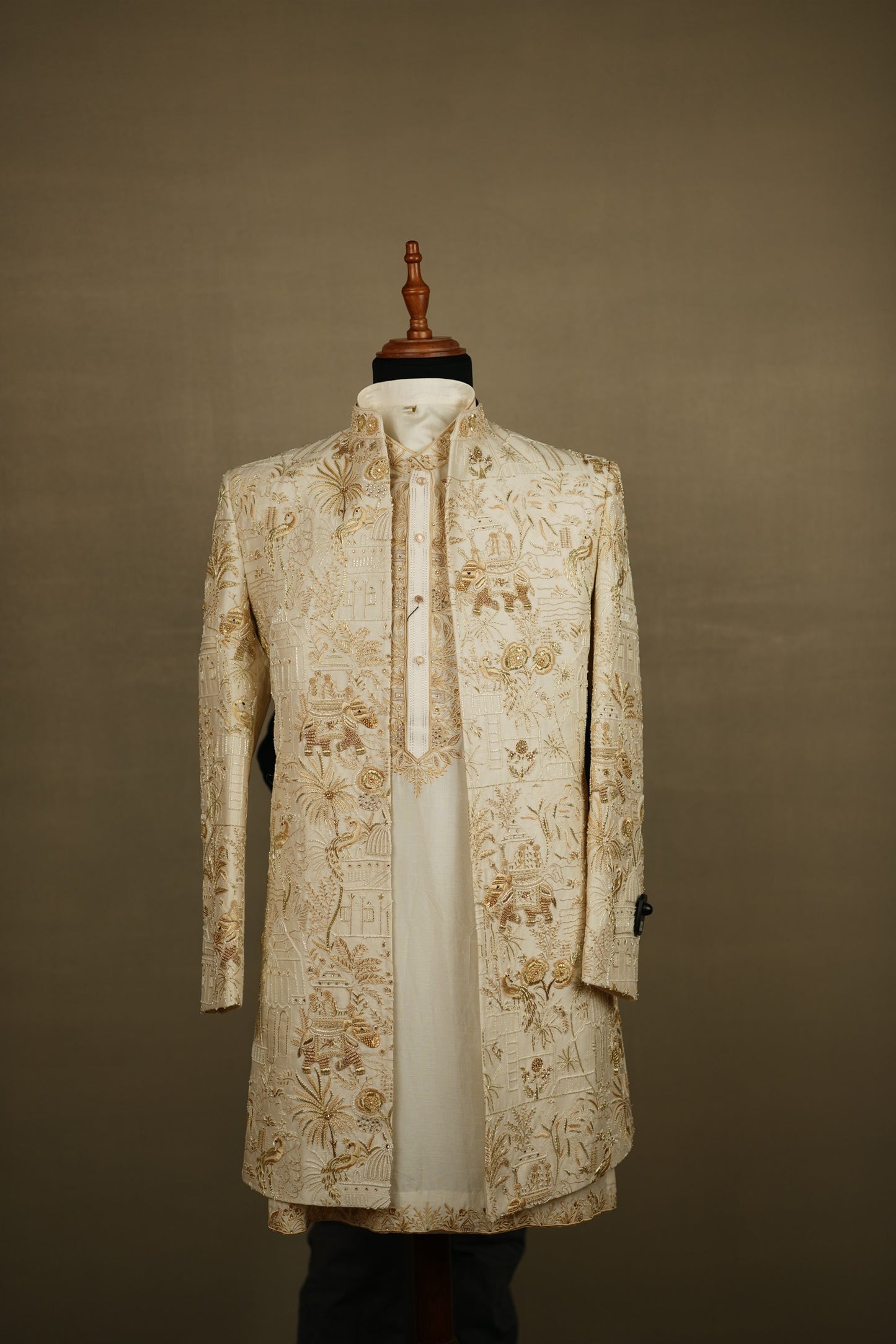 Ivory Heritage Embroidered Indo-Western Jacket Set