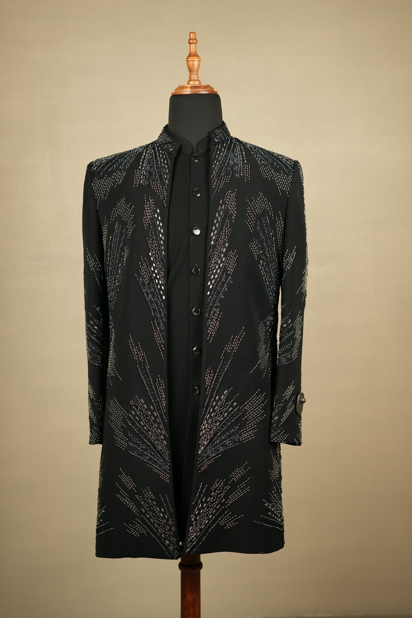 Black Emboidered Indo-Western Jacket Set