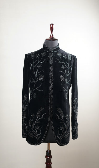 Black Embroidered Bandhgala Jacket
