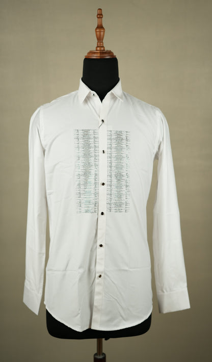 White Embroidered Panel Detail Shirt