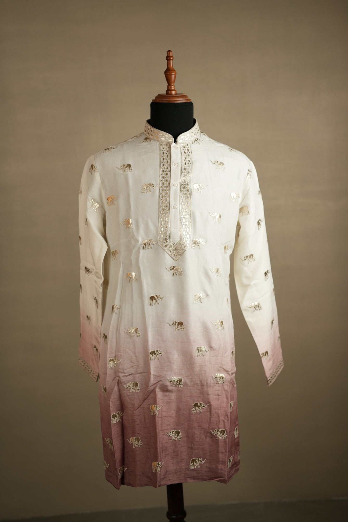Ombre Kurta with Elephant Motifs
