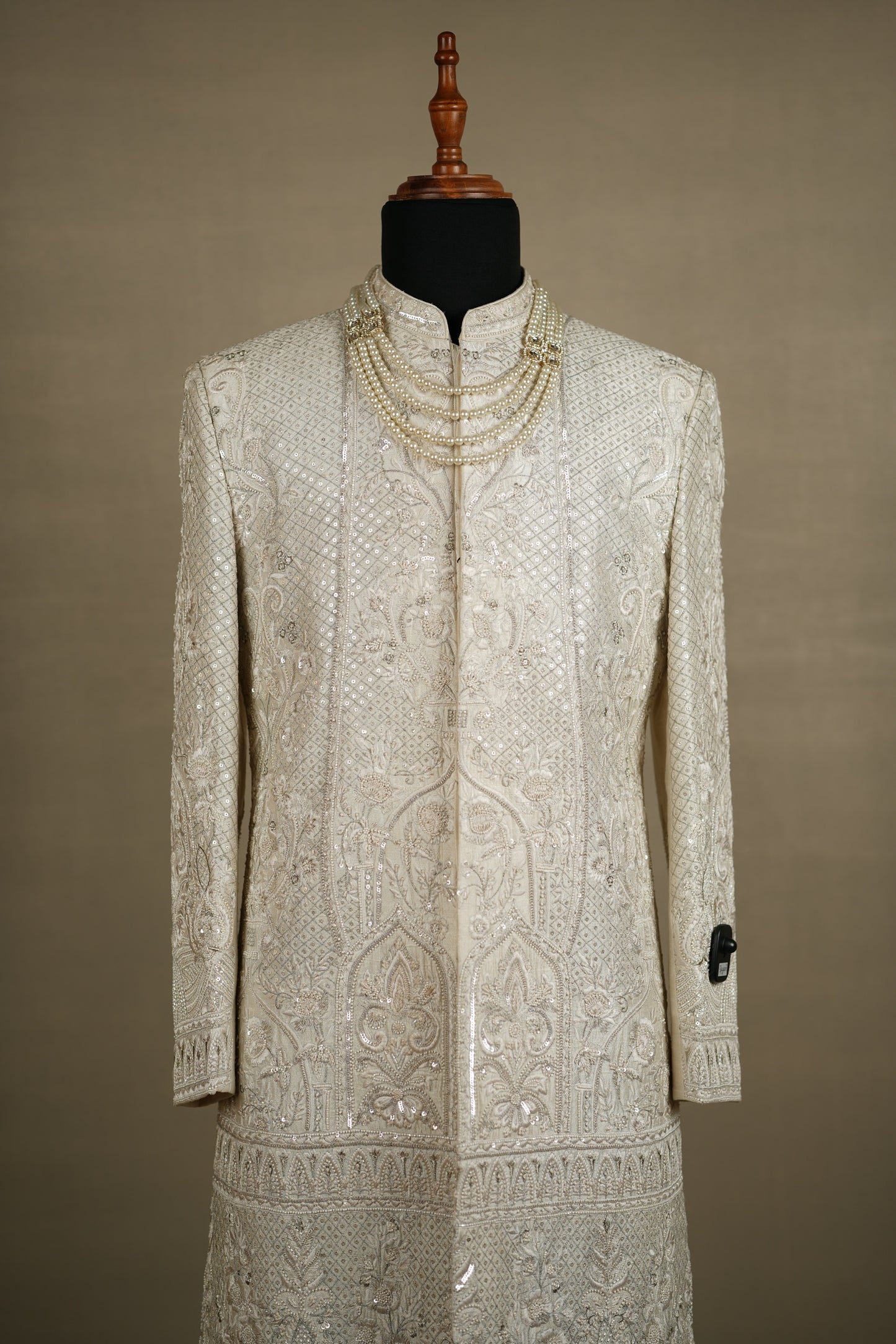 Ivory Hand-Embroidered Sherwani