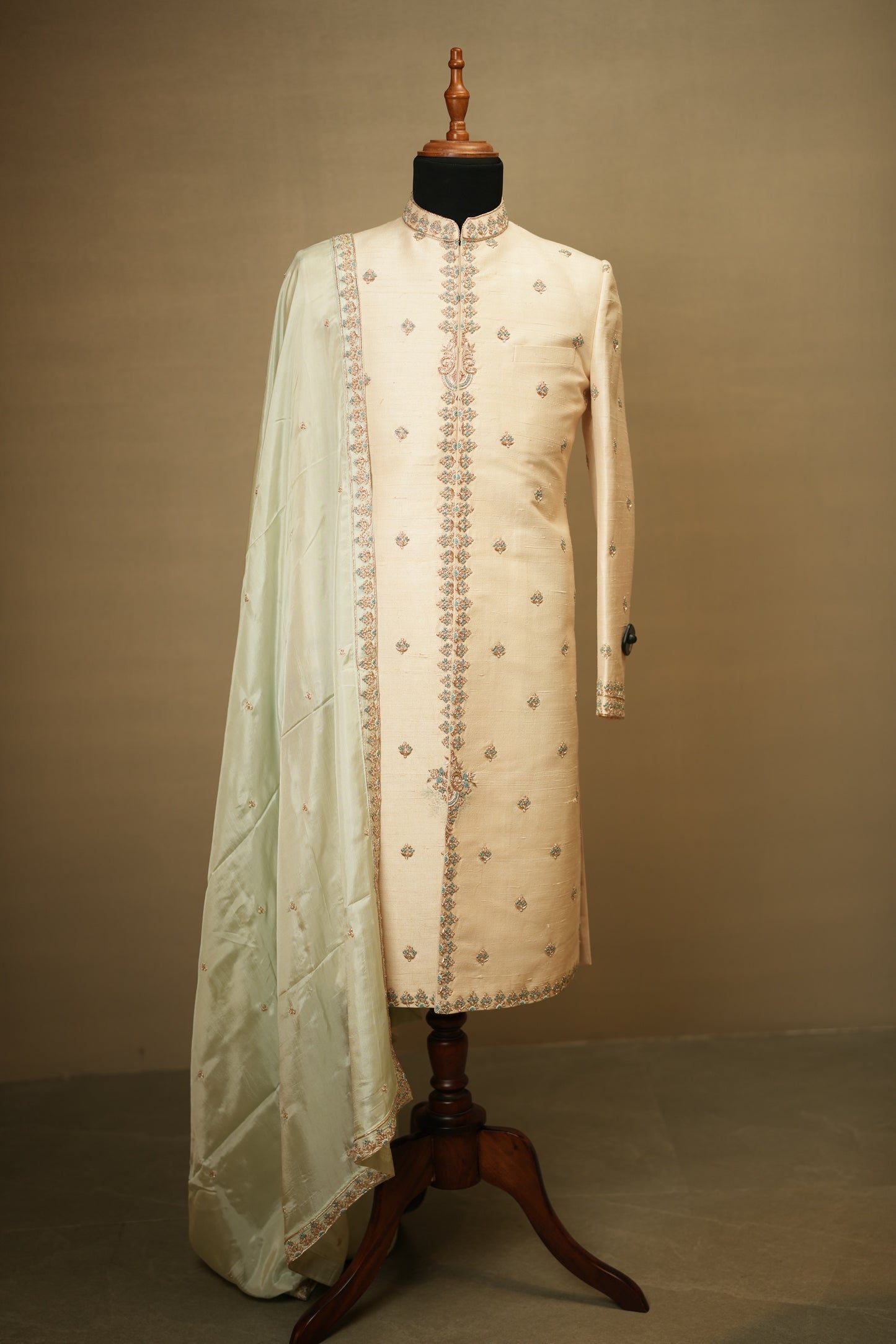 Gold Hand-Embroidered Sherwani