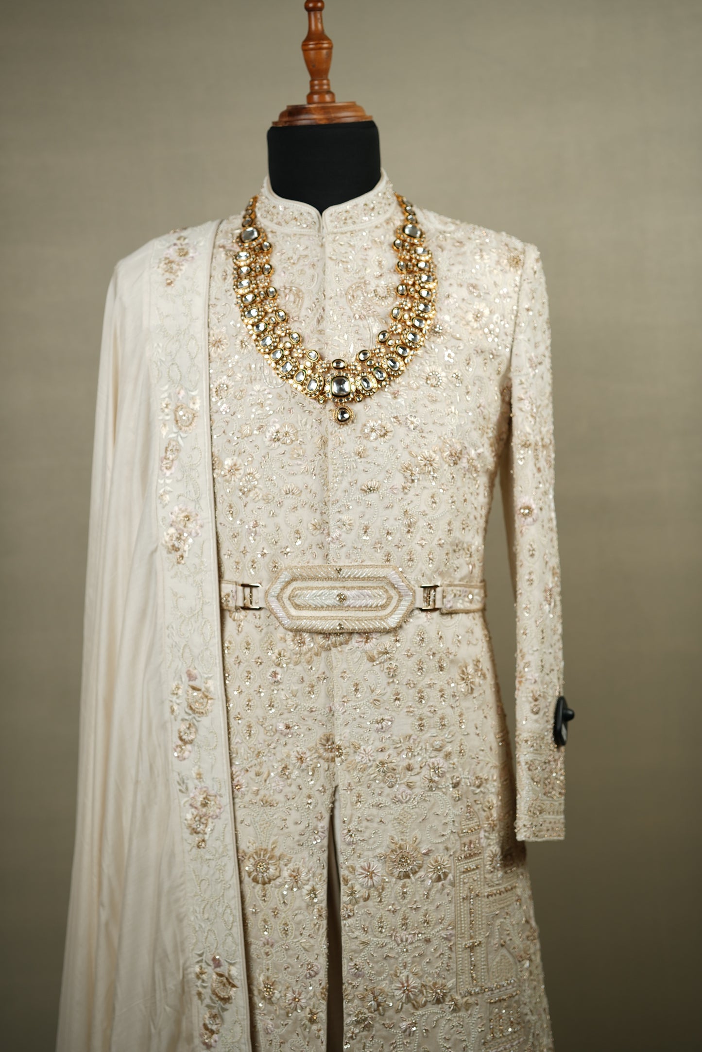 Ivory Embroidered Sherwani