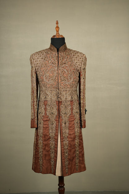 Copper Hand-Embroidered Sherwani